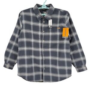 Berne Men's Sherpa Lined Flannel Shirt Jacket Size XL Warm Plaid Navy Grey NWT